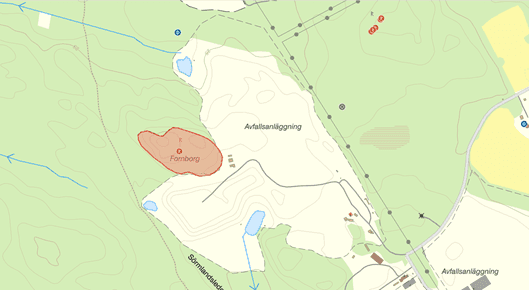 Karta som visar Björshultsområdet och registrerade fornlämningar. Källa: Fornsök – Riksantikvarieämbetet